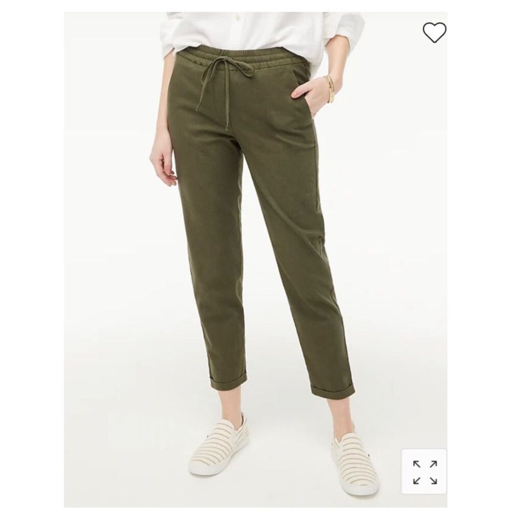 J. Crew Linen Cotton Blend Everyday Olive Drawstring Pants!